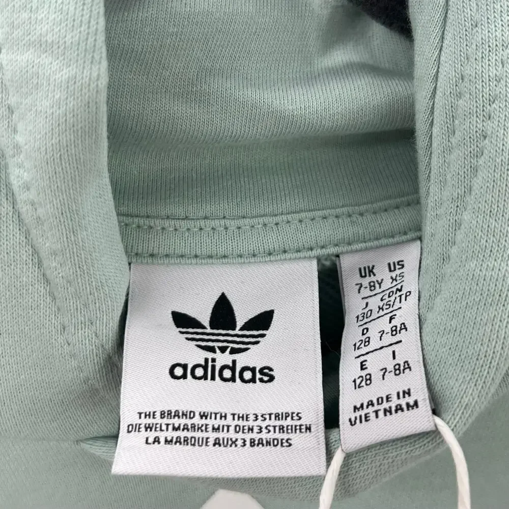 Adidas Kids Unisex Vapour Green / White Trefoil Hoodie Sweatshirt Size XS NWT